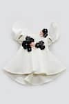 Buy_Fayon Kids_White Lycra Fabric Flowers Floral Applique Dress _at_Aza_Fashions