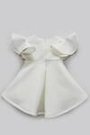 Shop_Fayon Kids_White Lycra Fabric Flowers Floral Applique Dress _at_Aza_Fashions