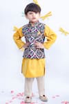 Buy_FAYON KIDS_Blue Velvet Bundi And Kurta Set _at_Aza_Fashions