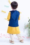 Shop_FAYON KIDS_Blue Velvet Bundi And Kurta Set _at_Aza_Fashions