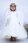 Buy_Fayon Kids_White Net Sequins, Embroidery Gown _at_Aza_Fashions