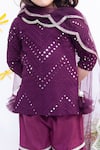 FAYON KIDS_Purple Mirror Embroidered Fabric Kurta Set _Online_at_Aza_Fashions