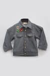 Buy_Fayon Kids_Grey Denim Embroidery Jacket _at_Aza_Fashions