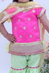 Fayon Kids_Pink Cotton, Silk, Chiffon Embroidery, Sequins Kurta Set _Online_at_Aza_Fashions
