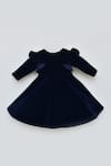 Shop_FAYON KIDS_Blue Velvet Applique Dress _at_Aza_Fashions