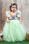 Buy_Fayon Kids_Green Applique Gown For Girls_at_Aza_Fashions