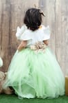 Shop_Fayon Kids_Green Applique Gown For Girls_at_Aza_Fashions
