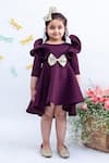 Buy_FAYON KIDS_Purple Lycra Ruffle Sleeve Dress _at_Aza_Fashions