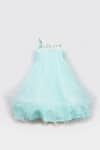 Shop_FAYON KIDS_Blue Net Flared Ruffle Dress _at_Aza_Fashions