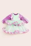Buy_FAYON KIDS_Blue Net Sequin Ruffle Dress _at_Aza_Fashions