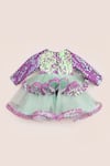 Shop_FAYON KIDS_Blue Net Sequin Ruffle Dress _at_Aza_Fashions