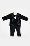Buy_FAYON KIDS_Blue Velvet Suit And Pant Set_at_Aza_Fashions