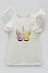 Buy_Fayon Kids_White Ruffle Sleeve Dress For Girls_at_Aza_Fashions