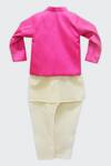 Shop_Fayon Kids_Pink Silk Jacket And Kurta Set For Boys_at_Aza_Fashions