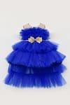 Buy_Fayon Kids_Blue Silk, Net Ruffles High-low Gown _at_Aza_Fashions