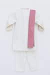 Shop_Fayon Kids_White Cotton Embroidery Sherwani Set _at_Aza_Fashions