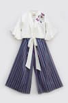 Buy_Fayon Kids_White , Silk, Satin Embroidery Striped Pant Set _at_Aza_Fashions
