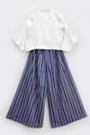 Shop_Fayon Kids_White , Silk, Satin Embroidery Striped Pant Set _at_Aza_Fashions
