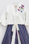 Fayon Kids_White , Silk, Satin Embroidery Striped Pant Set _Online_at_Aza_Fashions