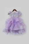 Buy_Fayon Kids_Purple Net Embroidery Lilac Cord Work Tiered Gown _at_Aza_Fashions