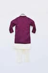 Shop_Fayon Kids_Wine Silk, Cotton Embroidery, Mirrors, Gota Patti Jacket Kurta Set _at_Aza_Fashions
