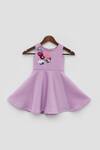 Buy_Fayon Kids_Fuchsia Lycra Embroidery Embellished Skater Dress _at_Aza_Fashions