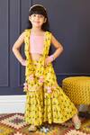 Buy Fayon Kids Yellow Cotton Embroidery, Mirrors, Tassels Floral Print Top And Sharara Set at Aza Fashions Buy_Fayon Kids_Yellow Cotton Embroidery, Mirrors, Tassels Floral Print Top And Sharara Set _at_Aza_Fashions