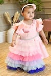 Buy Fayon Kids Pink Lycra, Net Stones, Fabric Flowers, Pleated Dress With Detachable Trail at Aza Fashions Buy_Fayon Kids_Pink Lycra, Net Stones, Fabric Flowers, Pleated Dress With Detachable Trail _at_Aza_Fashions