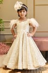 Buy_FAYON KIDS_Gold Net Embroidery Sequin Gown _at_Aza_Fashions