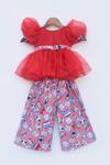 Shop Fayon Kids Red Organza, Cotton Printed Palazzo Set With Top at Aza Fashions Shop_Fayon Kids_Red Organza, Cotton Printed Palazzo Set With Top _at_Aza_Fashions