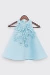 Fayon Kids_Blue Lycra A-line Frill Dress _Online_at_Aza_Fashions