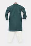 Shop_Fayon Kids_Green Silk, , Satin Achkan Set _Online_at_Aza_Fashions