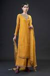 Buy_ADITYA SIKAND_Yellow 70% Organic Cotton Embroidery Round Kurta Set _at_Aza_Fashions