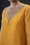 Buy_ADITYA SIKAND_Yellow 70% Organic Cotton Embroidery Round Kurta Set _Online_at_Aza_Fashions