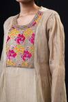 ADITYA SIKAND_Beige 70% Organic Cotton Embellished Round Embroidered Kurta Set _Online_at_Aza_Fashions