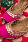 Buy_Kurrbat_Pink Embroidered Flamingo Gota Patti Work Juttis _at_Aza_Fashions