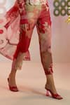 Buy_Pankaj & Nidhi_Pink Flora Printed Tapered Trousers_Online_at_Aza_Fashions