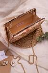 Amyra_Peach Zari, Sequins, Embroidery Floral Creeper Box Clutch _at_Aza_Fashions