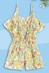 Shop_Kids Lane_White Cotton Floral Print Jumpsuit _at_Aza_Fashions