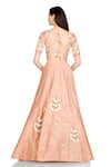 Shop_Salt and Spring_Pink Raw Silk Embroidered Floral Motifs V Neck Lehenga Set _at_Aza_Fashions