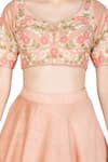 Salt and Spring_Pink Raw Silk Embroidered Floral Motifs V Neck Lehenga Set _at_Aza_Fashions