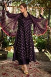 Buy_Label Niti Bothra_Purple Dupion Embroidery Overlap Kurta And Palazzo Set _at_Aza_Fashions