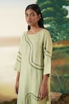 Shop_Febo6_Green Linen Abstract Round Embellished Tunic _Online_at_Aza_Fashions