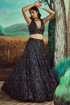 Buy_Angad Singh_Blue Lehenga And Blouse Organza Hand Embroidered Sequins Plunge V Bridal Set _at_Aza_Fashions