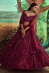 Buy_Angad Singh_Wine Net Hand Embroidered Tonal Sequins Sweetheart Neck Bridal Lehenga Set _Online_at_Aza_Fashions