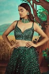 Shop_Angad Singh_Emerald Green Lehenga And Blouse Organza Hand Embroidered 3d Sequins Bridal Set _Online_at_Aza_Fashions