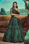 Angad Singh_Emerald Green Lehenga And Blouse: Organza Hand Embroidered 3d Set For Women_Online_at_Aza_Fashions