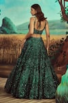 Shop_Angad Singh_Emerald Green Lehenga And Blouse Organza Hand Embroidered 3d Sequins Bridal Set _at_Aza_Fashions