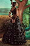 Shop_Angad Singh_Black Lehenga Georgette Hand Embroidered Sequins One Shoulder Set _at_Aza_Fashions