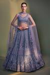 Buy_Angad Singh_Grey Lehenga And Blouse Organza Dupatta Net Embroidery Leaf Neck Bridal Set _at_Aza_Fashions